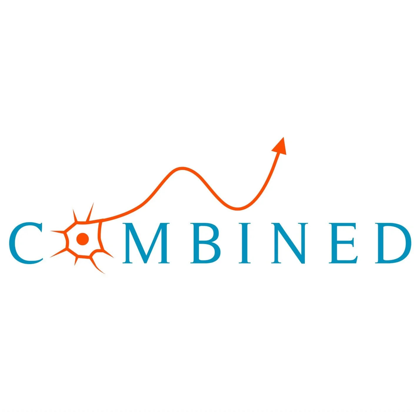 The word "COMBINED" with a stylized orange cancer cell connected to an upward trending orange line graph integrated into the text.
