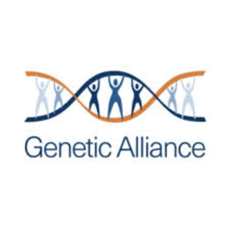 Logo of the Genetic Alliance featuring stylized DNA strands and human figures inside the strands with the text 'Genetic Alliance' below.