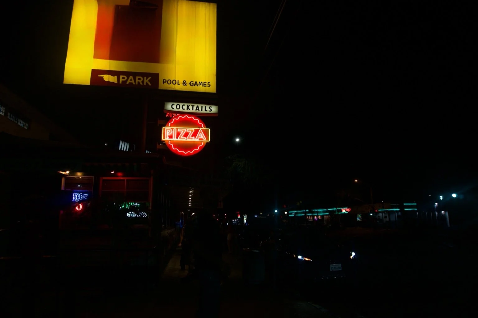 retro pizza cocktails neon sign