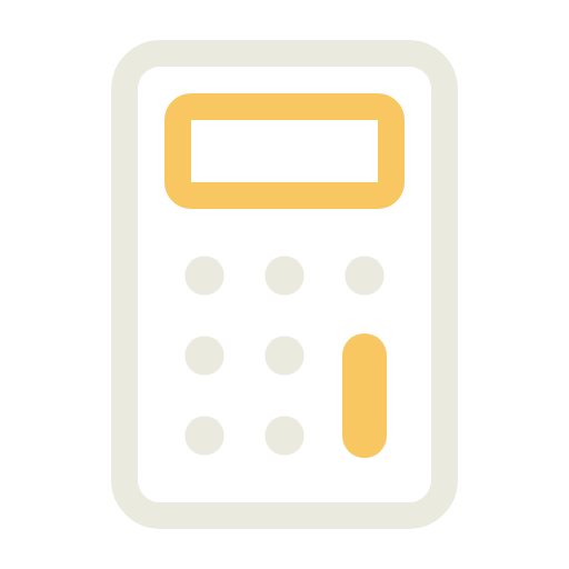 Digital calculator with a yellow display and buttons on a black background.