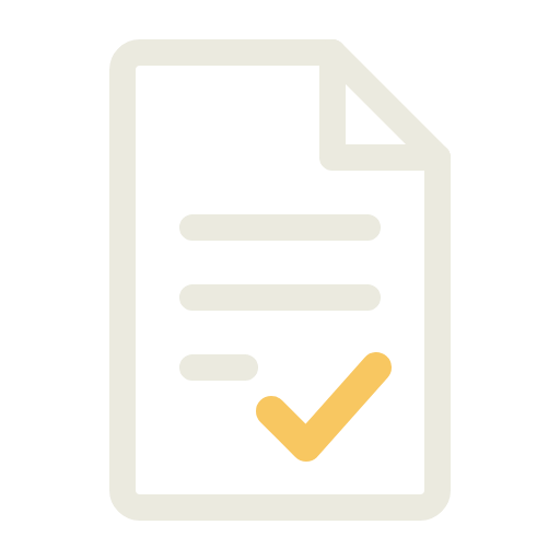 Icon of a document with a checkmark.
