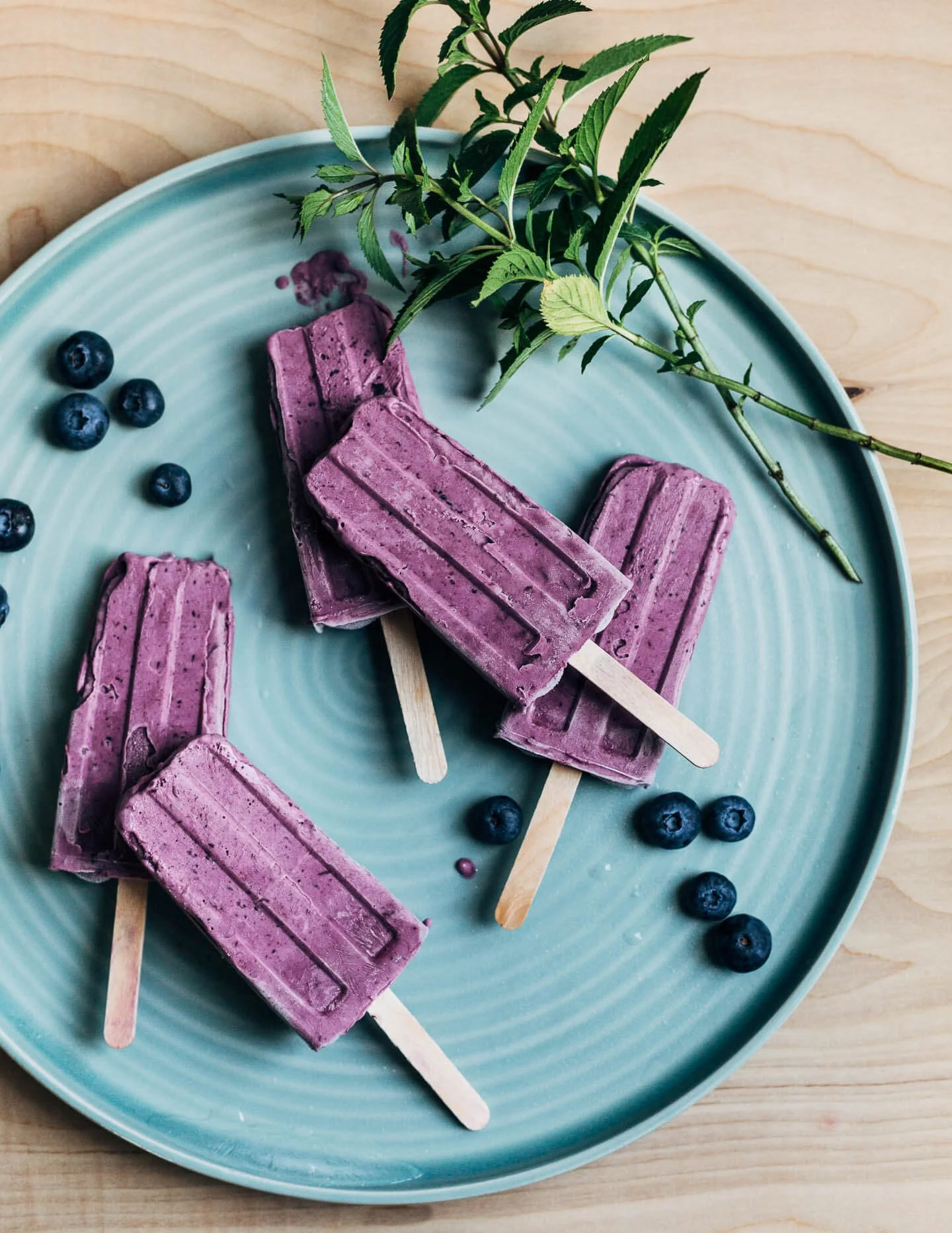 Homade Blureberry-Mint Popsicles