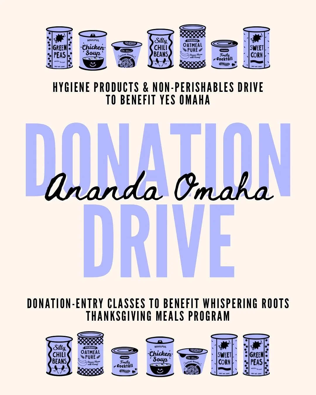 Food is not a political bargaining chip. Nurture your community, always 🤍

Join us in the studio at 4910 Dodge St. to support @whisperingrootsinc and @yes_omaha this November

Show proof of $15 donation to Whispering Roots to attend listed classes✨ 