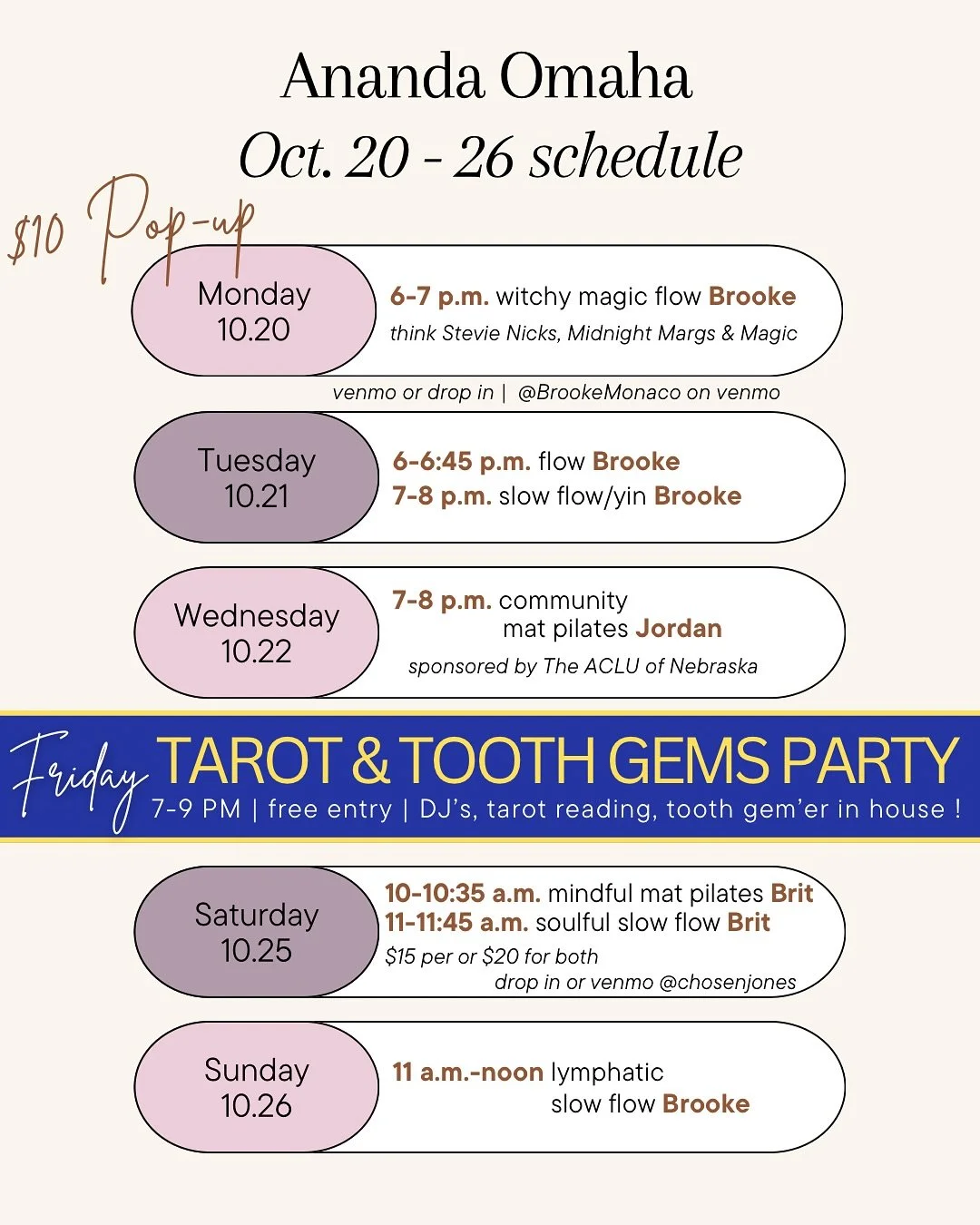 Friday is TAROT &amp; TOOTH GEMS PARTY ✨ 7-9 PM ✨ you best come hang ✨

tarot: @lilsporetergeist 
tooth gems: @shaymelesssmilez 
tunes: COCO &amp; TYRONE STORM @christinadoubleu @rogerllewis 

👻 free entry 
🦷 gems start at $35 per crystal ✨$20 per 