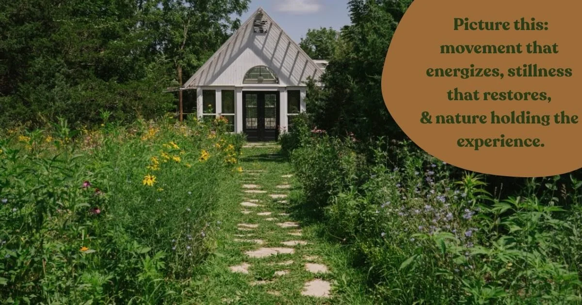 Yin + Yang Wellness Retreat &bull; Iris Aisle 🌳

Picture waking up to the quietness of the land.
Morning movement that wakes the body up slowly.
Fresh air, good food, deep conversations, &amp; time that isn&rsquo;t rushed.

This retreat is about bal