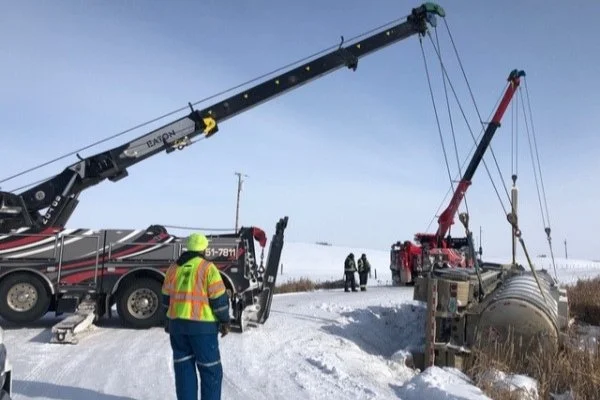 Eaton Road Solutions heavy recovery equipment working in winter conditions
