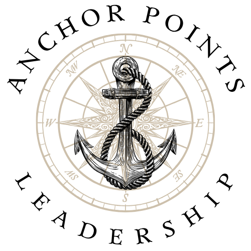 A black and gold compass rose with a tower or lighthouse at the center, displaying cardinal directions.