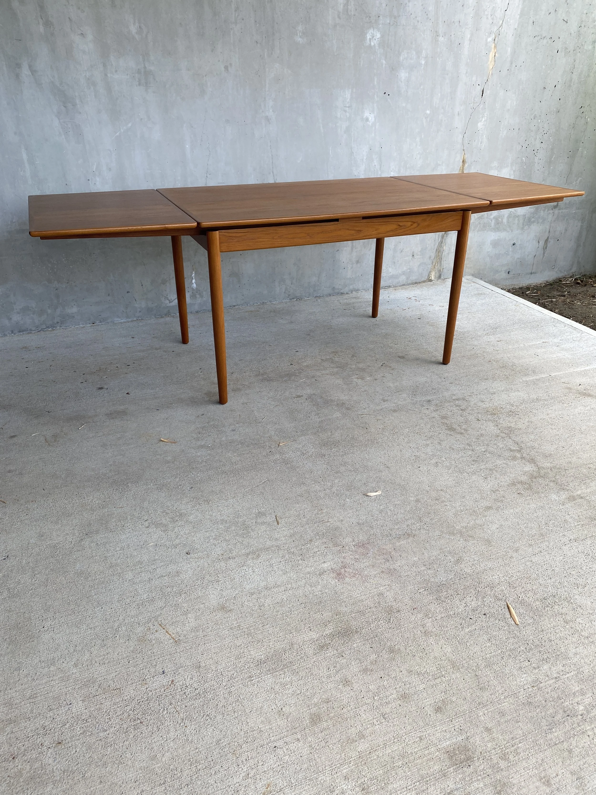 Willy Beck Teak Danish Draw-leaf Dining Table by Askel Bender Madsen and Ejner Larsen