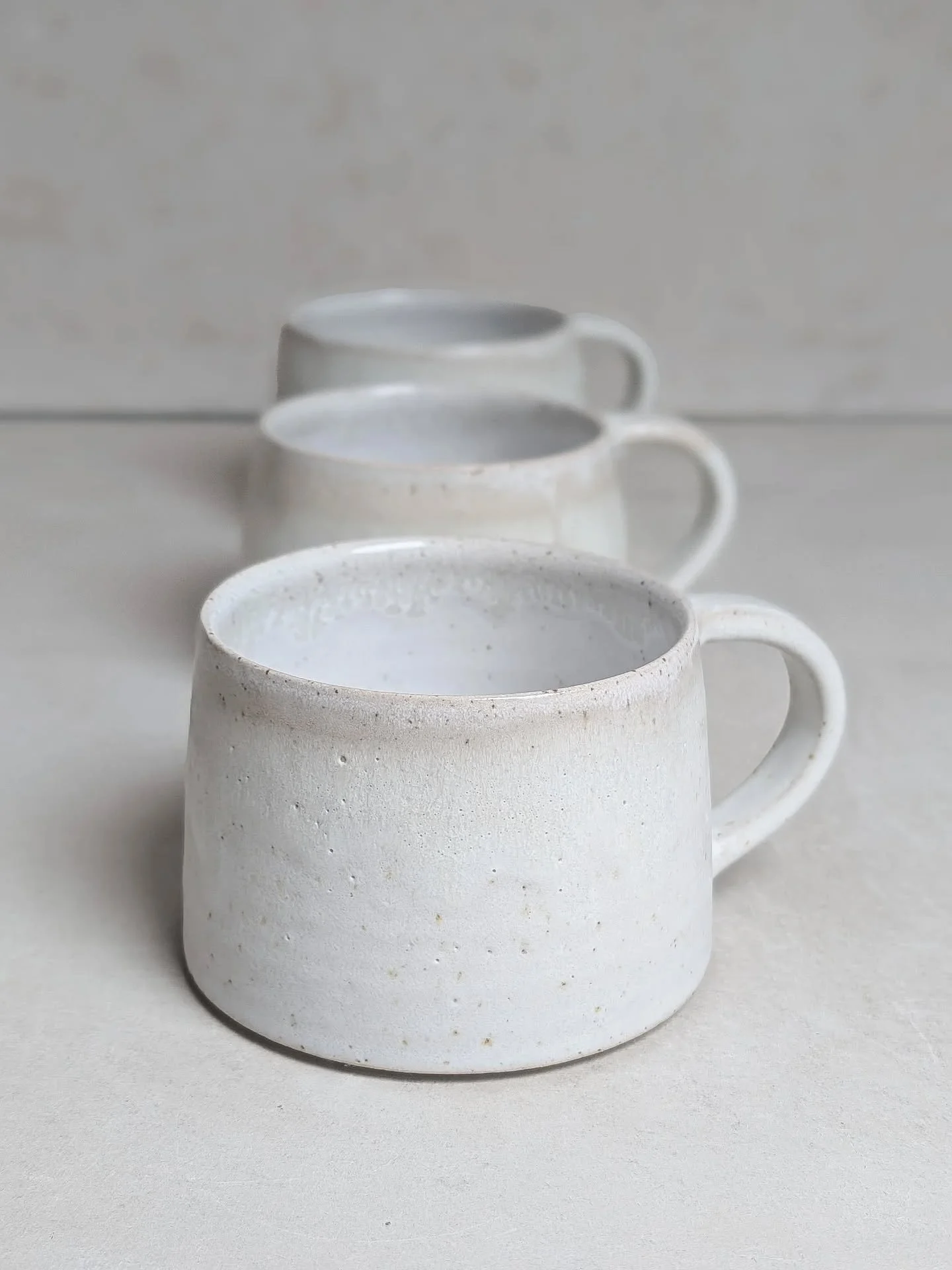 A new mug shape - shorter and wider. Known colloquially round here as the Julia mug since it was requested by my girlfriend 😁💖

I'm really liking this shape and can't wait to make some more 😍 I'm also really into this layered white glazing, it's a
