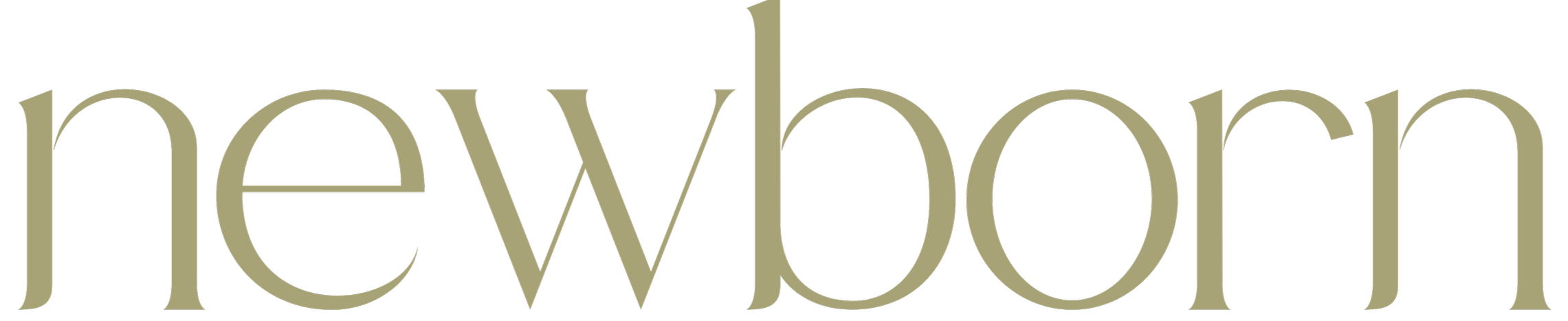De tekst 'newborn' in grote, beige letters op een zwarte achtergrond.
