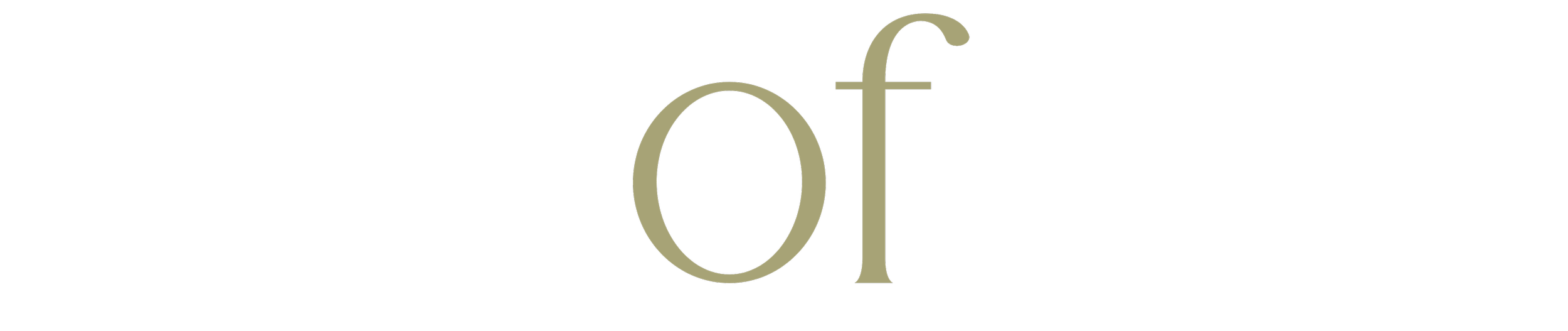 Een artistieke afbeelding met de tekst 'of' in groot, sierlijk lettertype op een zwarte achtergrond.