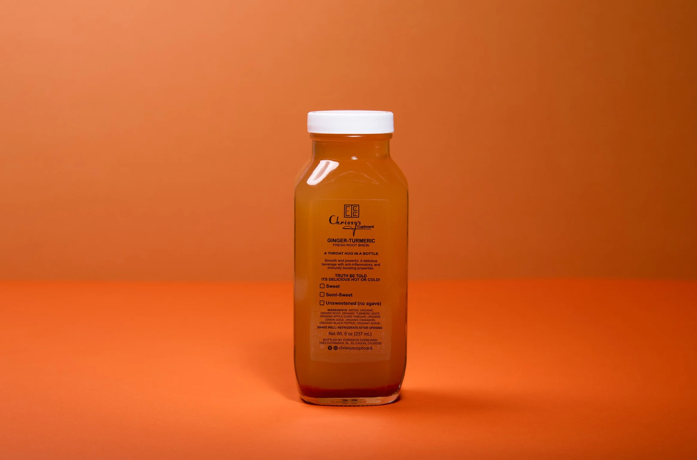 16 oz Glass Jar of Ginger-Turmeric Drink