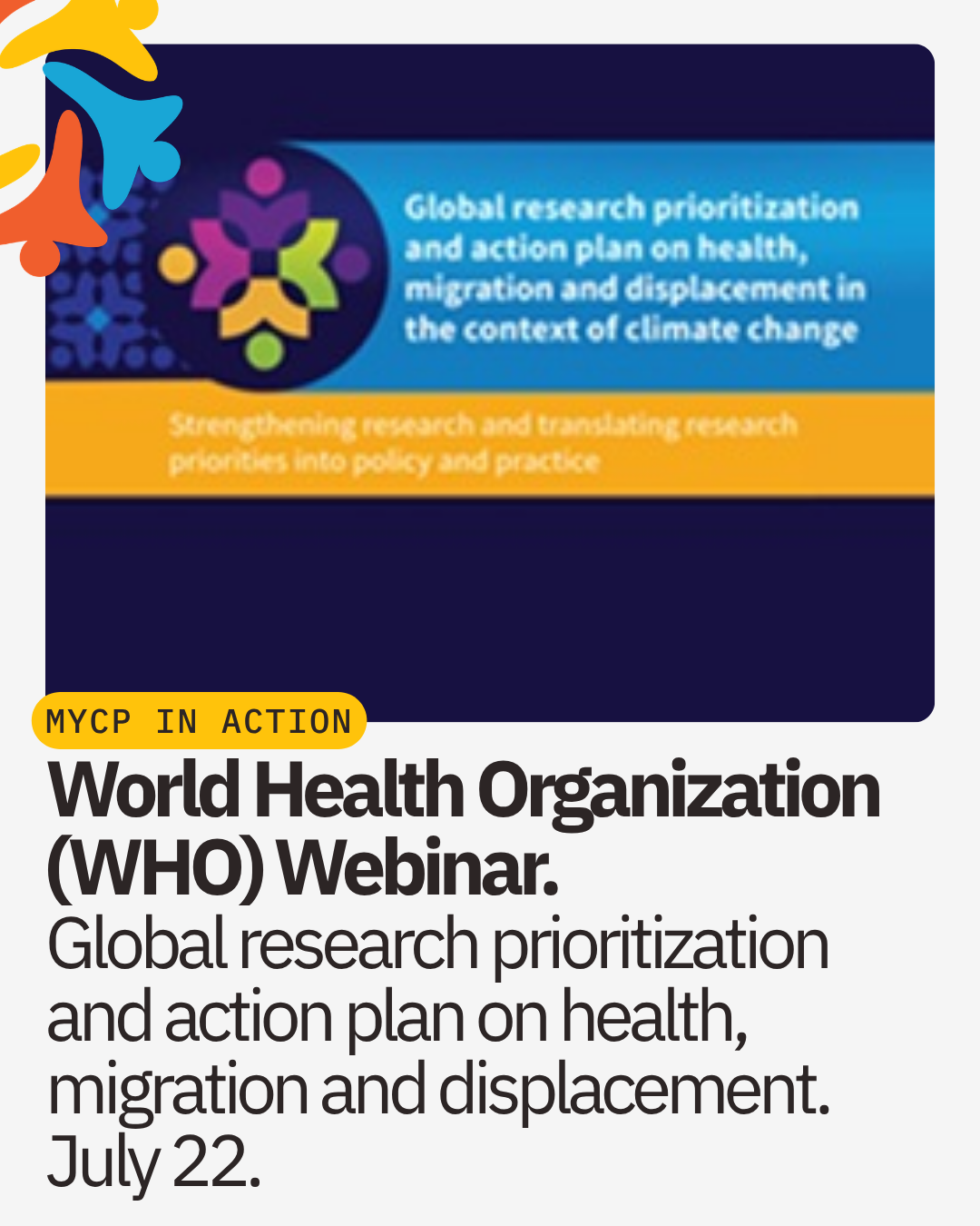 MYCP’s Salsalina Larasati, spoke in the World Health Organization (WHO) Webinar. 