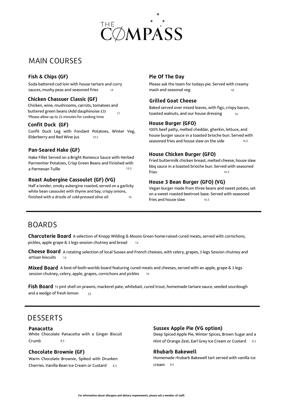 Menu — The Compass