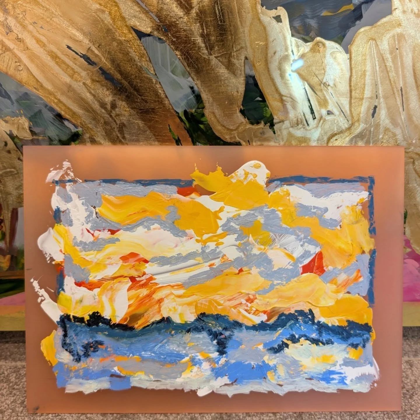 When I woke up this morning, it was 1&deg;.... Emotionally, I am inside this painting. Physically I am putting on extra socks.

Available via DM - Not on the website 😎

Acrylic on acrylic w/Oil Stick

For my friends across the pond, that's like, 33&