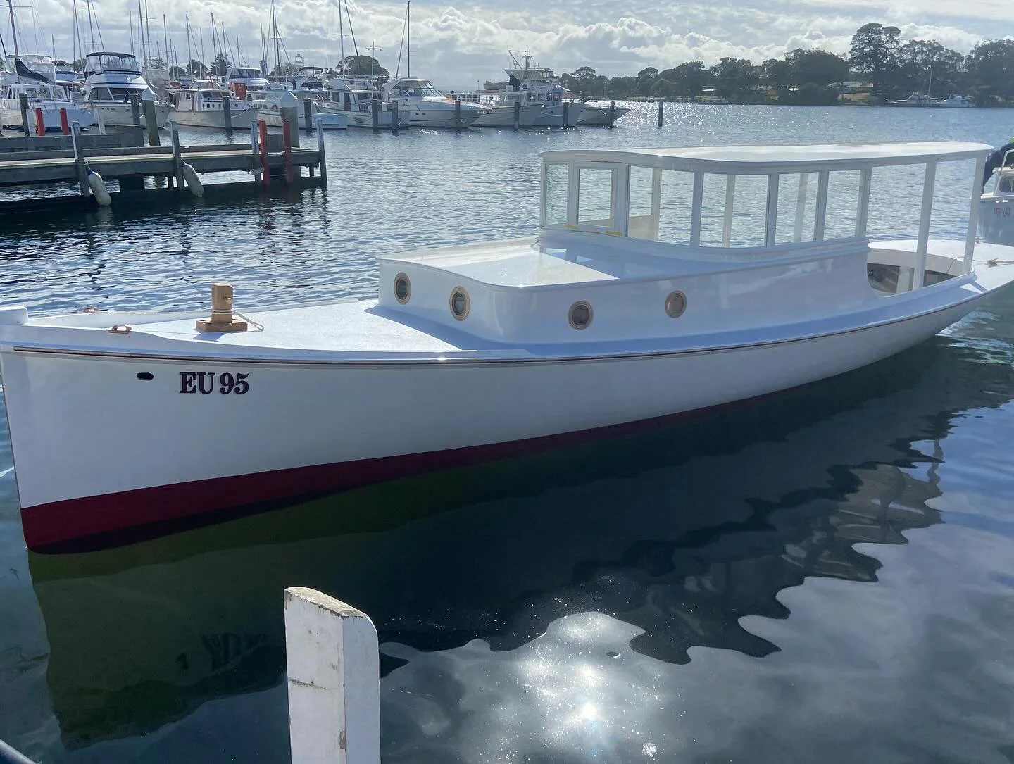 Krunulla timber lakes boat restored and maintained by Fullard Boat Co on the Gippsland Lakes.