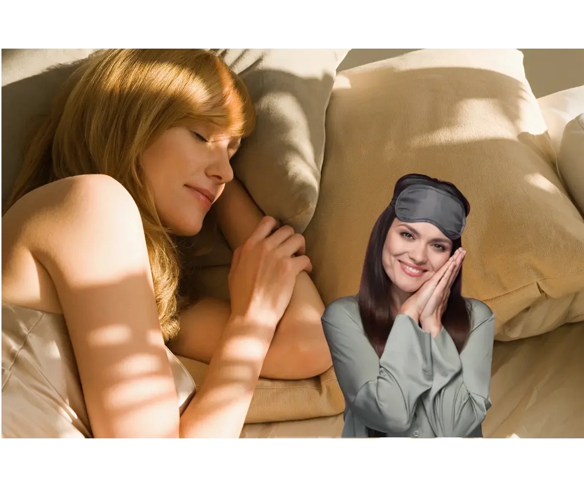 A woman sleeping and another smiling