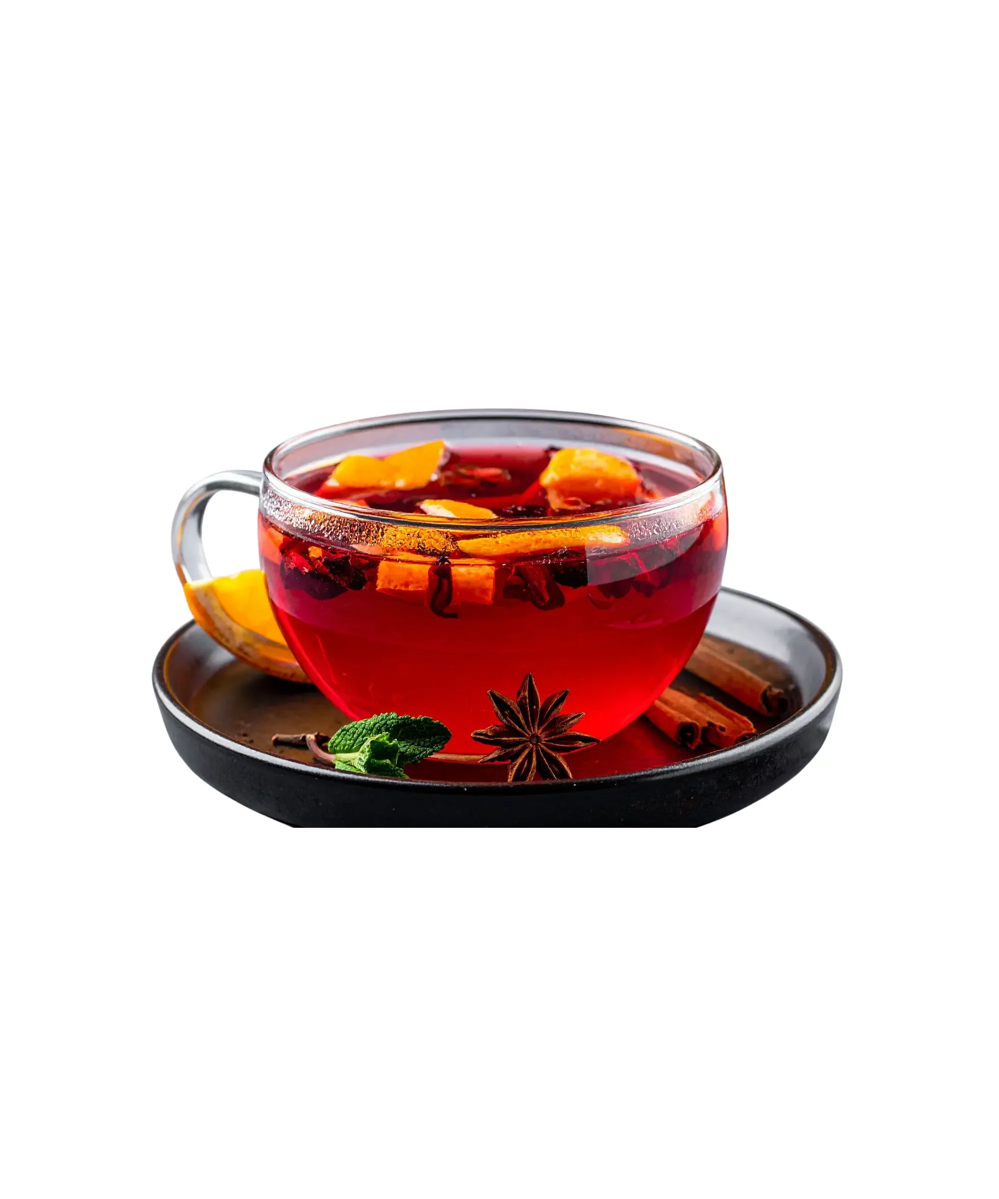 A cup and a glass with Hibiscus tea