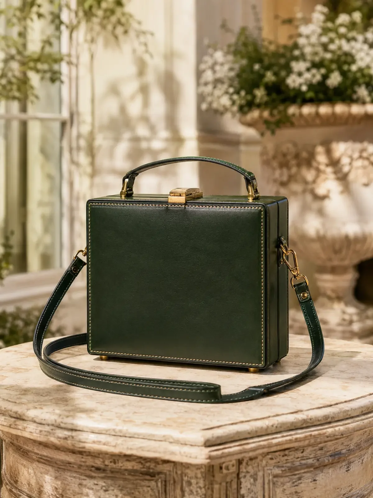 Green Leather box bag