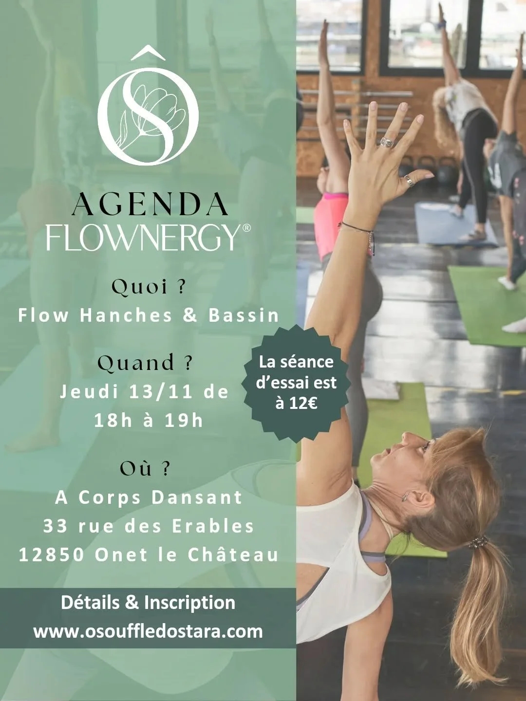 💃 Venez explorer vos hanches, votre bassin et &eacute;galement tous les organes de digestion cette semaine avec ce Flow &agrave; @acorpsdansant afin de mobiliser et lib&eacute;rer cette partie du corps. 

➡️ La s&eacute;ance d'essai est au tarif d&e