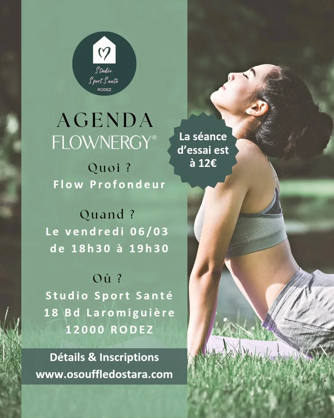 🌊 Venez plonger dans vos profondeurs et se reconnecter &agrave; soi, avec l'&eacute;l&eacute;ment de l'eau, avec ce Flow le vendredi 6 mars au @studio.sport.sante.rodez (12).

➡️ La s&eacute;ance d'essai est au tarif d&eacute;couverte de 12&euro;, d