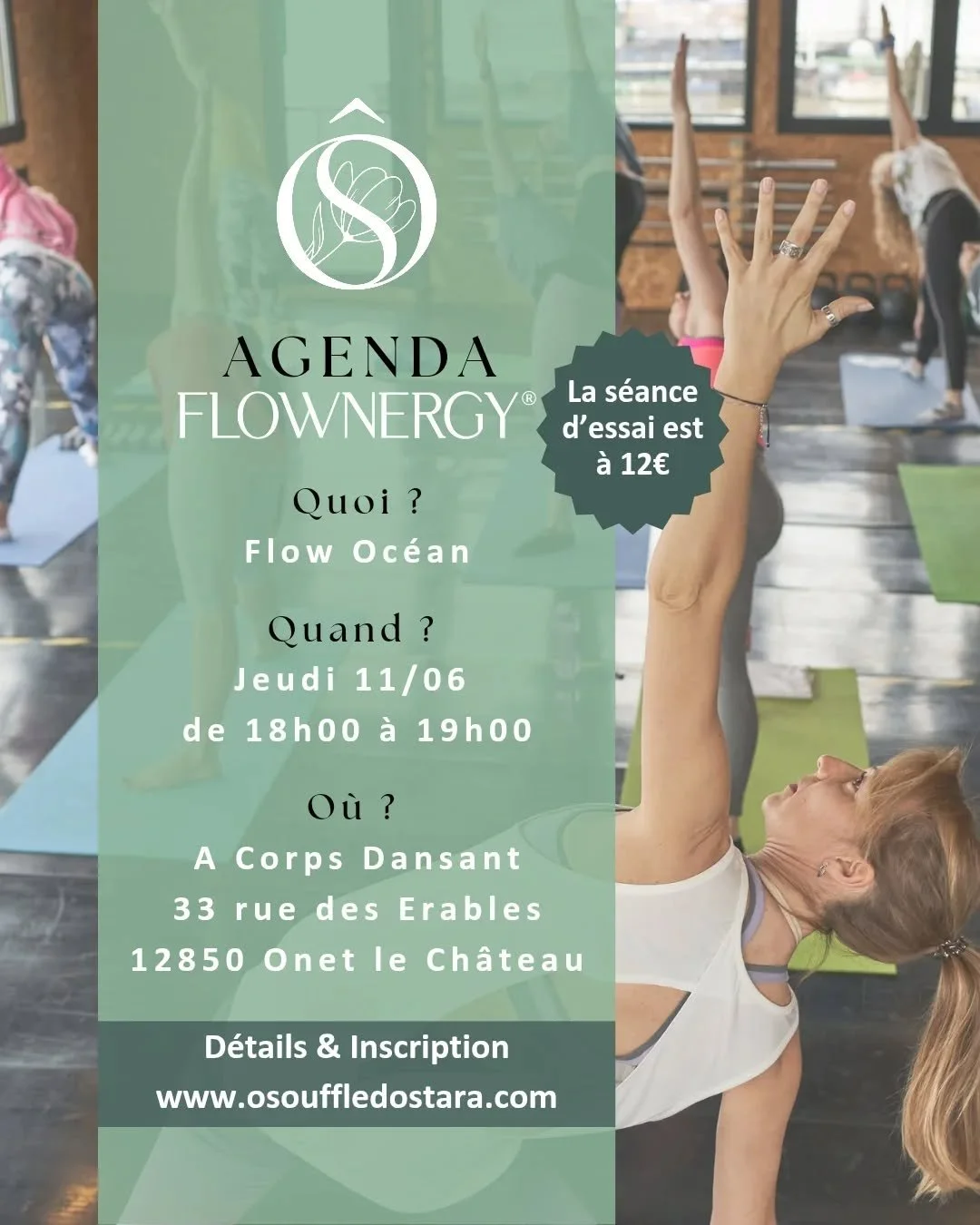 ☀️ Avec le retour des chaleurs de la semaine prochaine, venez vous ressourcer avec ce Flow Oc&eacute;an &agrave; @acorpsdansant &agrave; Onet-le-Ch&acirc;teau. 🧘&zwj;♀️

🌊 On va se connecter &agrave; l&rsquo;&eacute;l&eacute;ment de l&rsquo;eau, &a