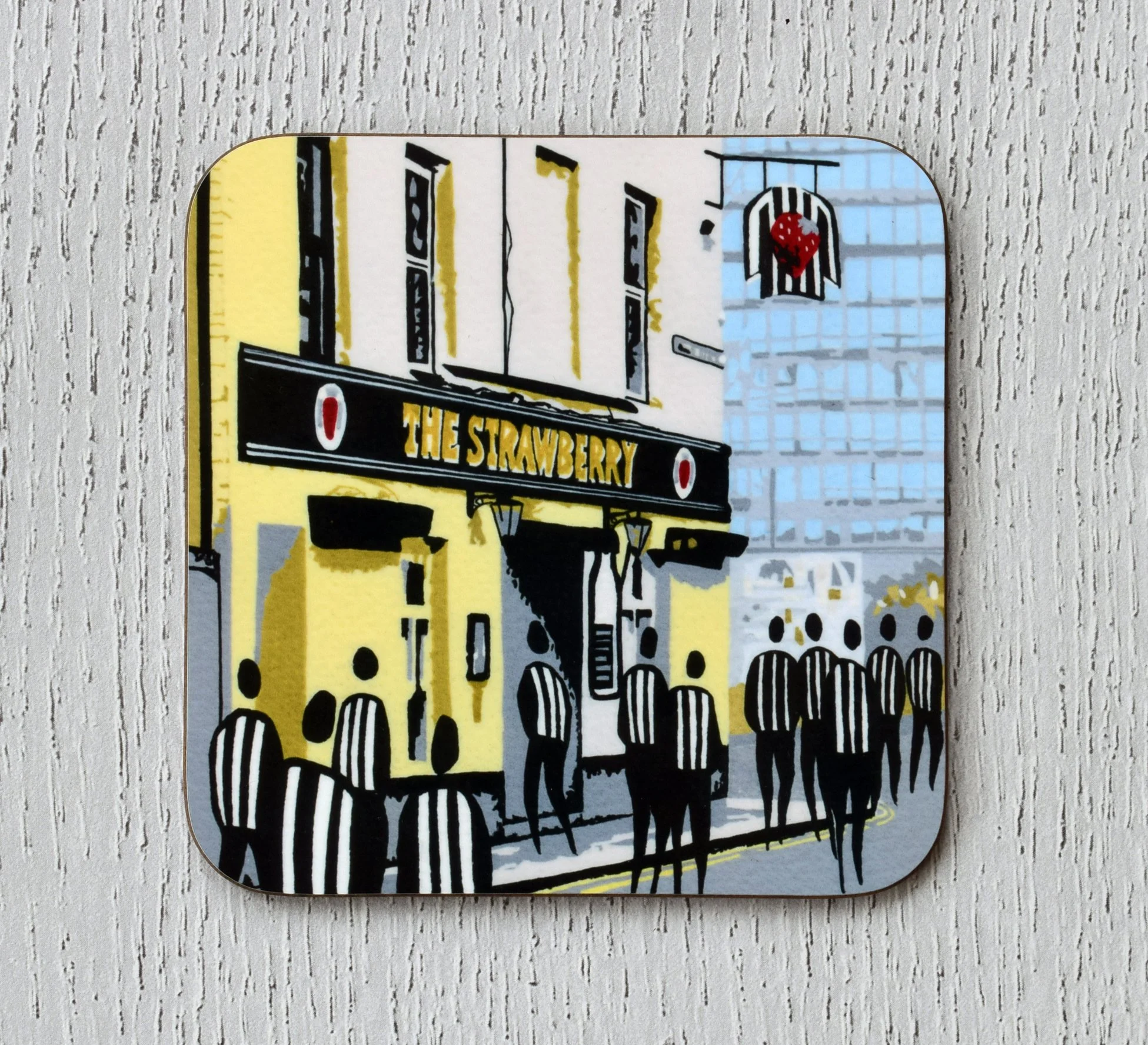 Strawberry Matchday, printed art coaster