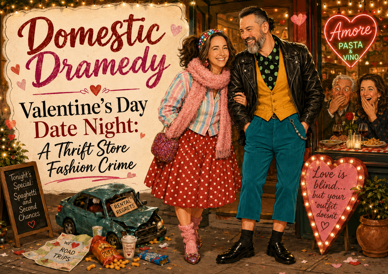 Domestic Dramedy: Our First Valentine’s Day Date Night Was a Thrift Store Fashion Crime