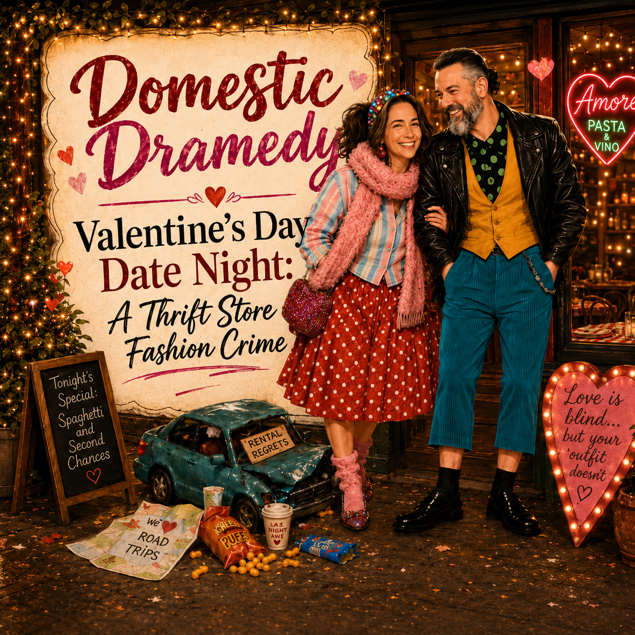 Domestic Dramedy: Our First Valentine’s Day Date Night Was a Thrift Store Fashion Crime