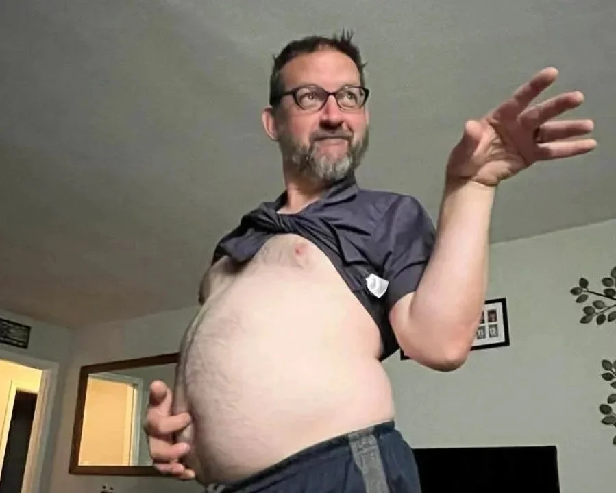 man pose funny glasses