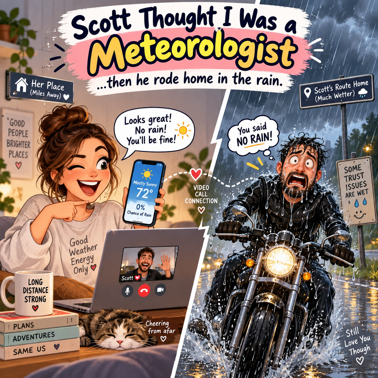 riding motorcycle in rain
