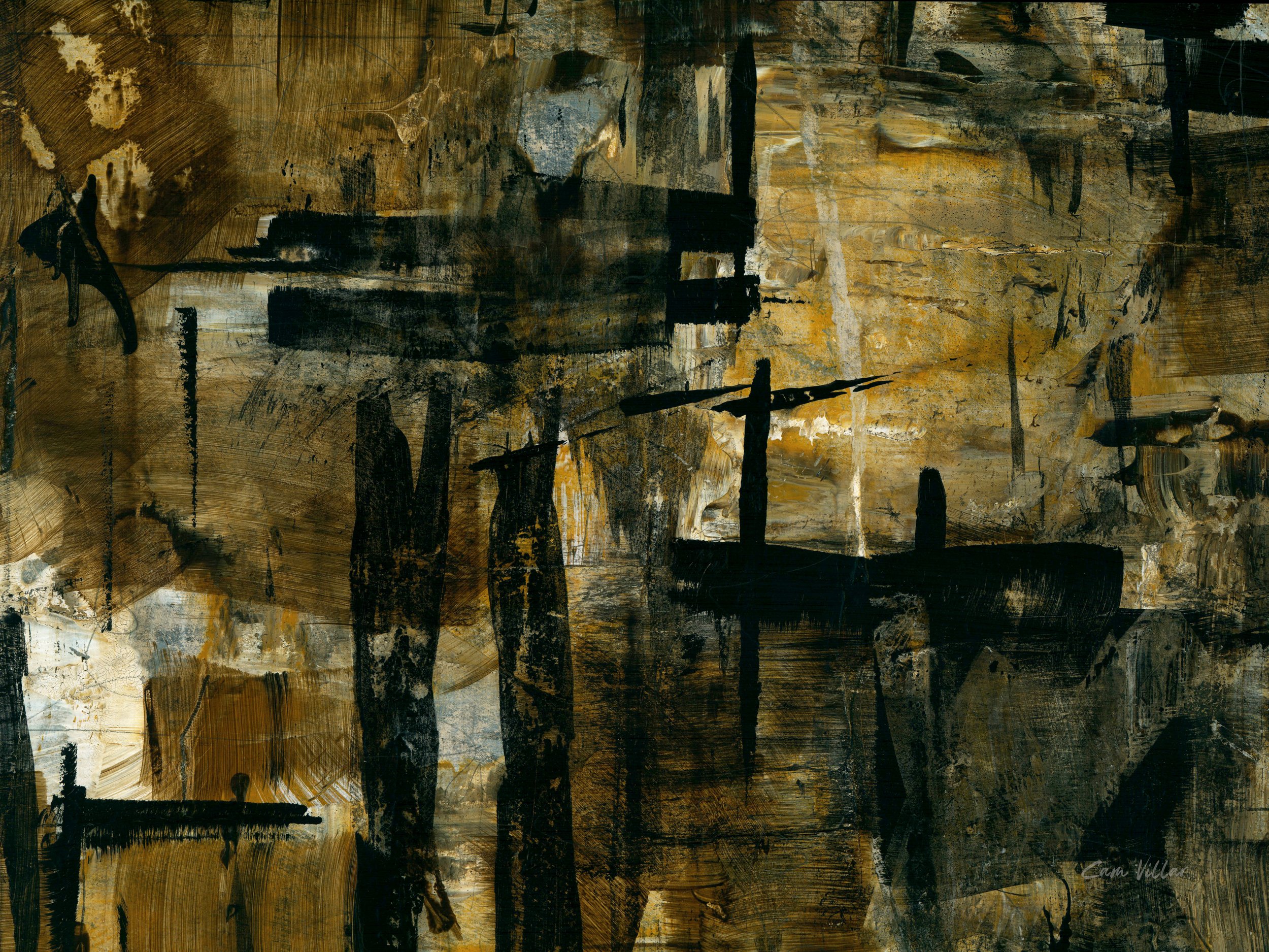 Original modern abstract painting with bold brushstrokes and textures, ideal for contemporary interior decor.