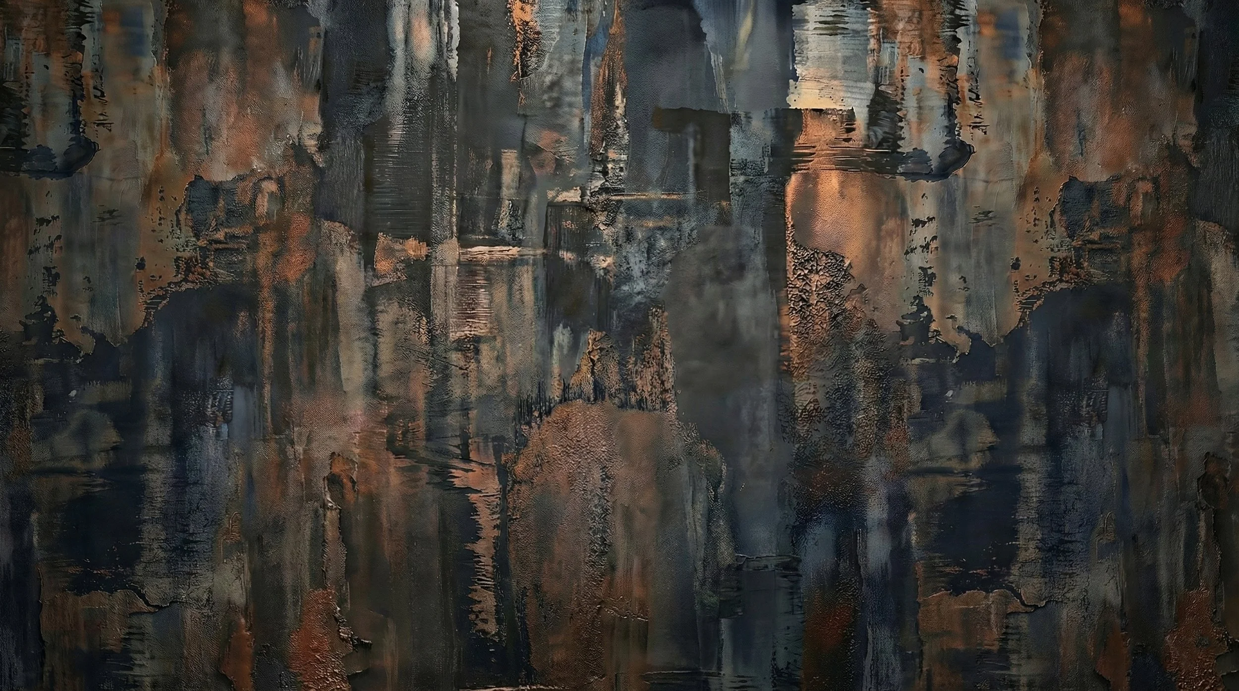 Abstract textured wall with dark and metallic colors