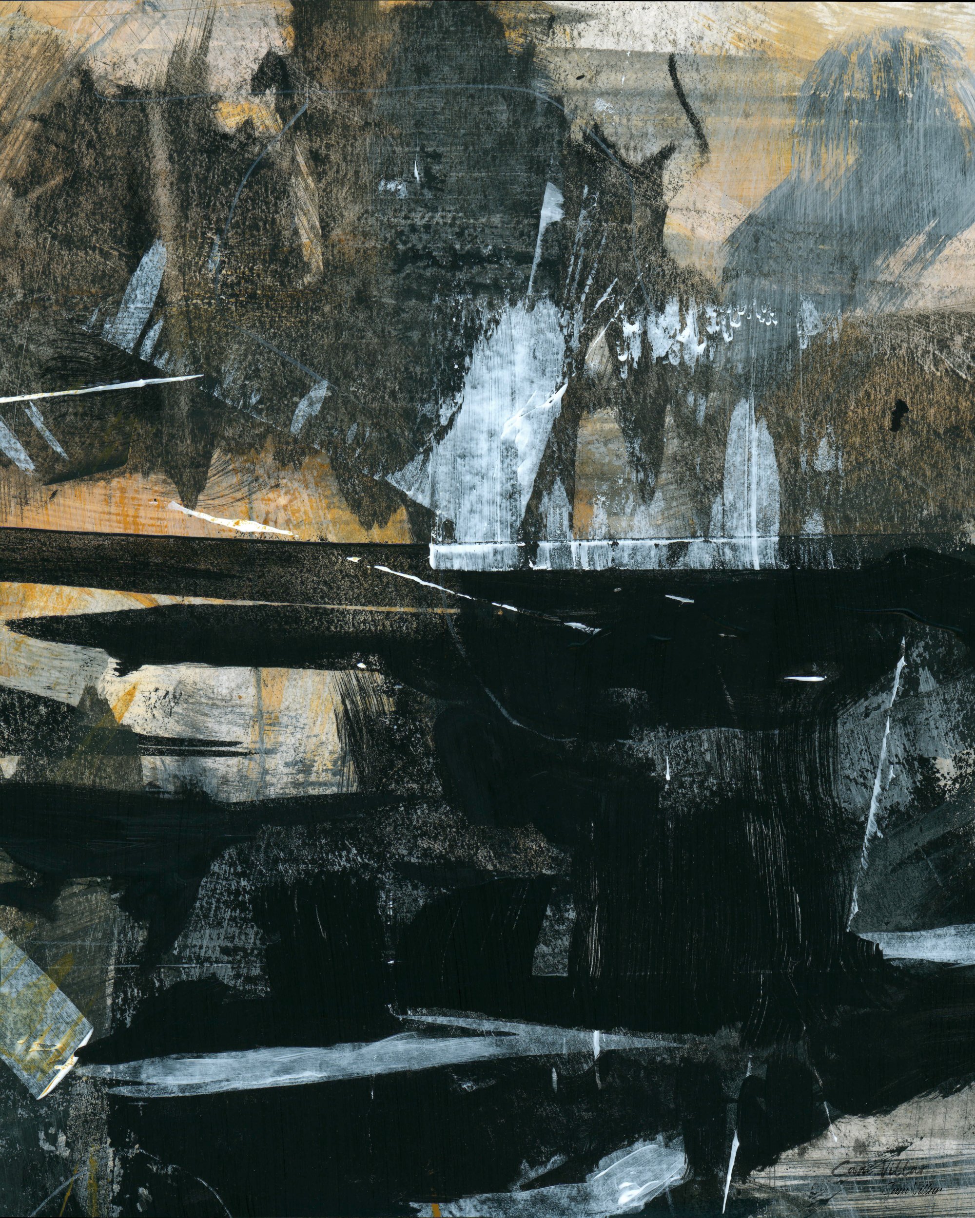 Original modern abstract painting with bold brushstrokes and textures, ideal for contemporary interior decor.