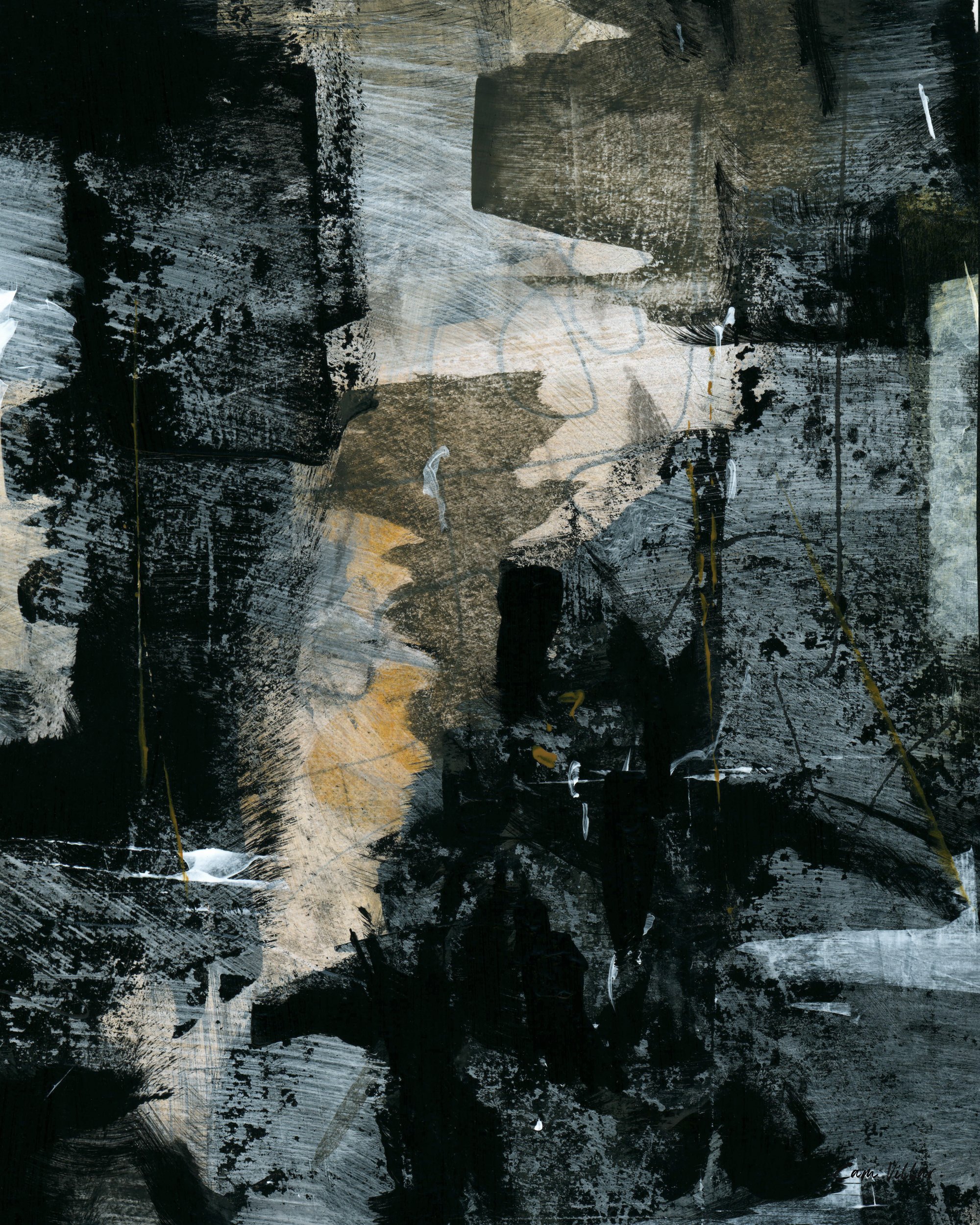 Original modern abstract painting with bold brushstrokes and textures, ideal for contemporary interior decor.