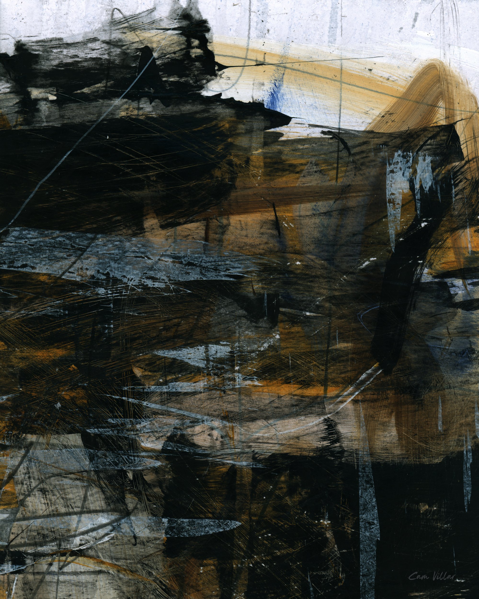 Original modern abstract painting with bold brushstrokes and textures, ideal for contemporary interior decor.