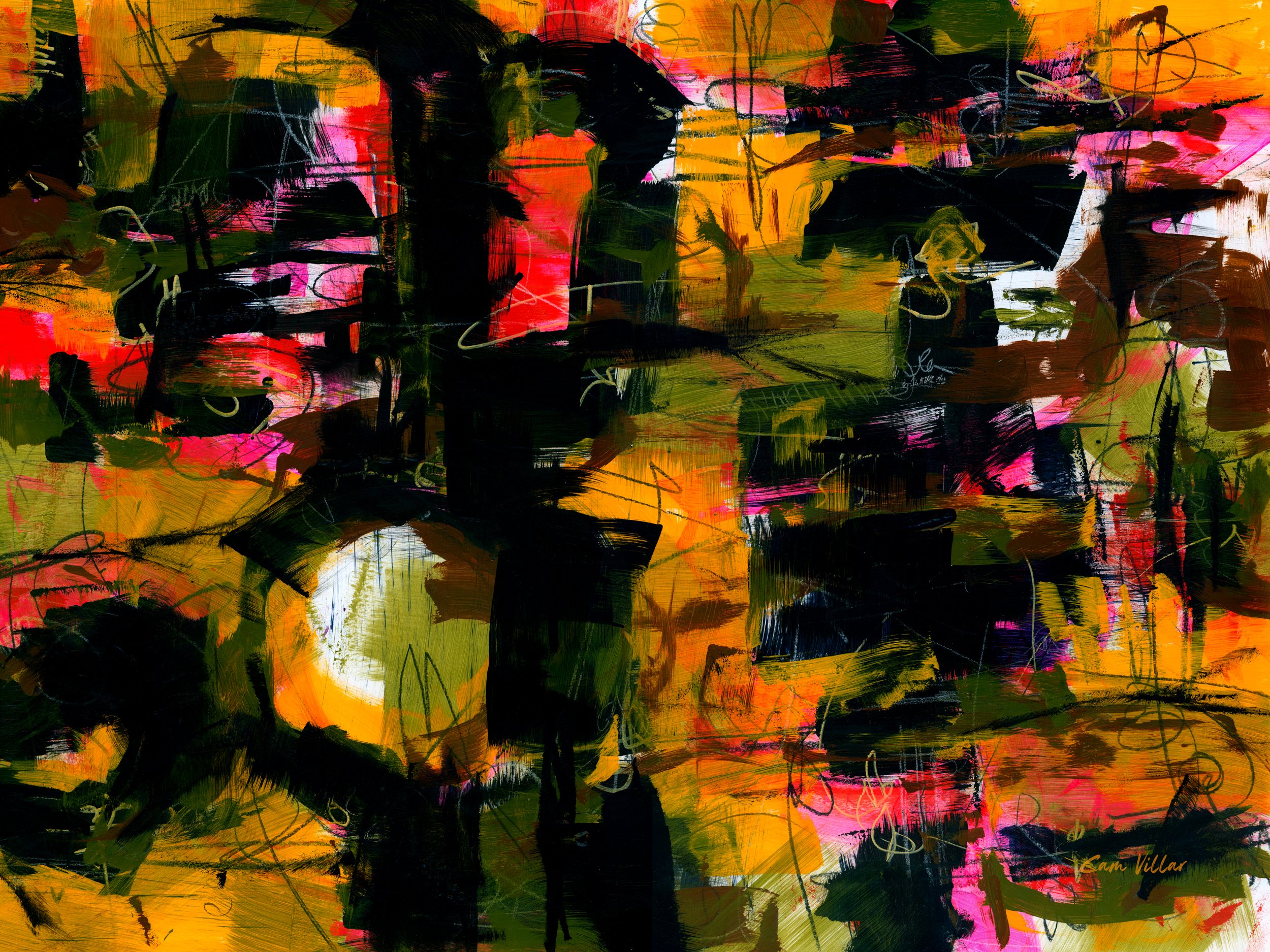 Dayglo colored abstract art