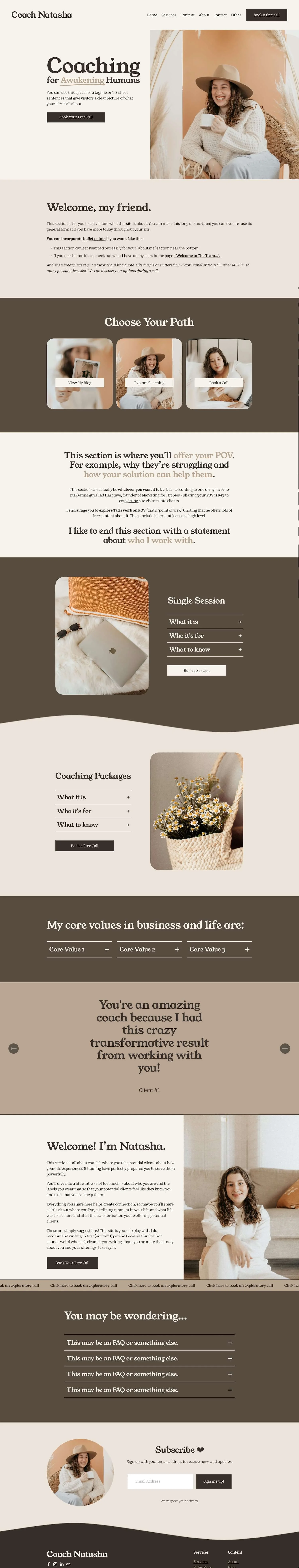 Boho coaching website design for coaches and healers