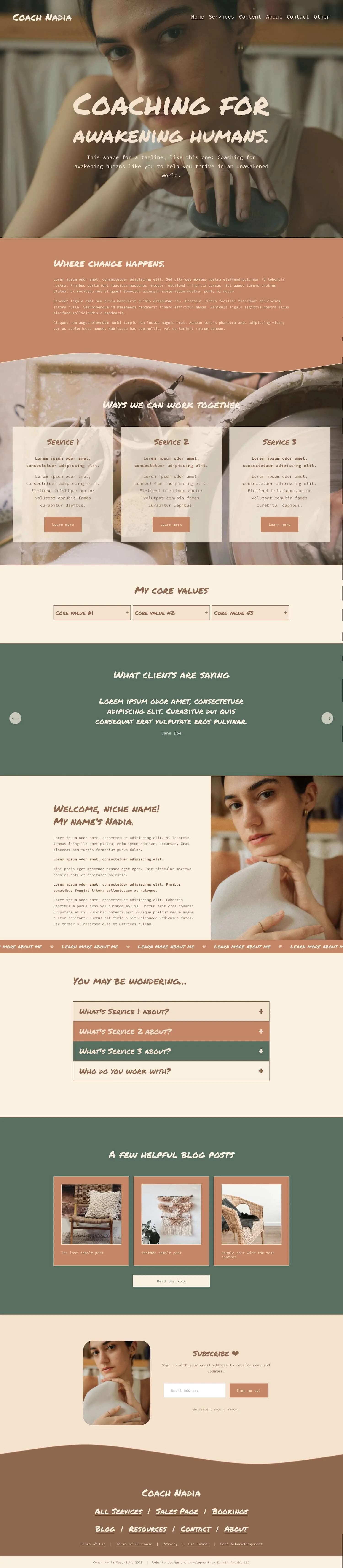 Earthy coaching website design for coaches and healers