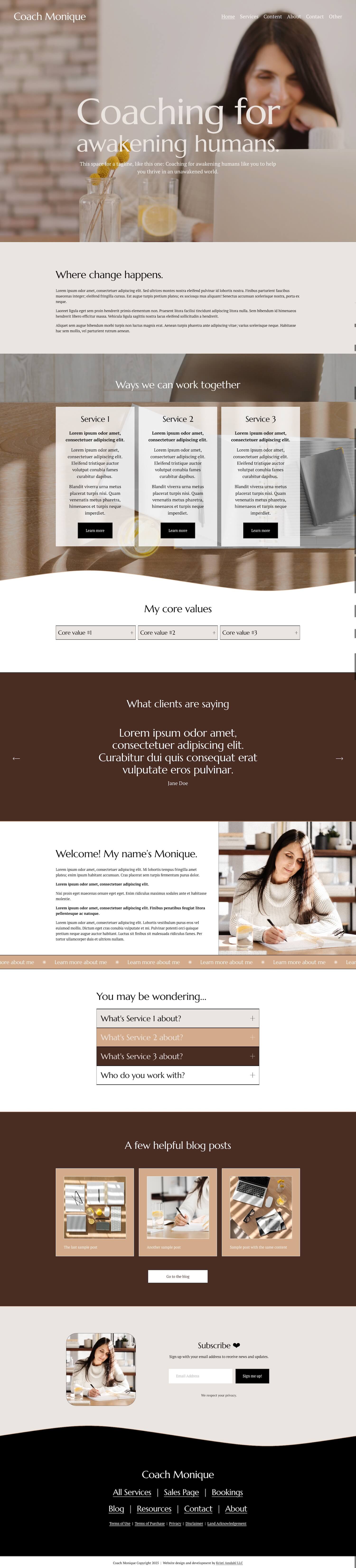 feminine coaching website design for coaches and healers