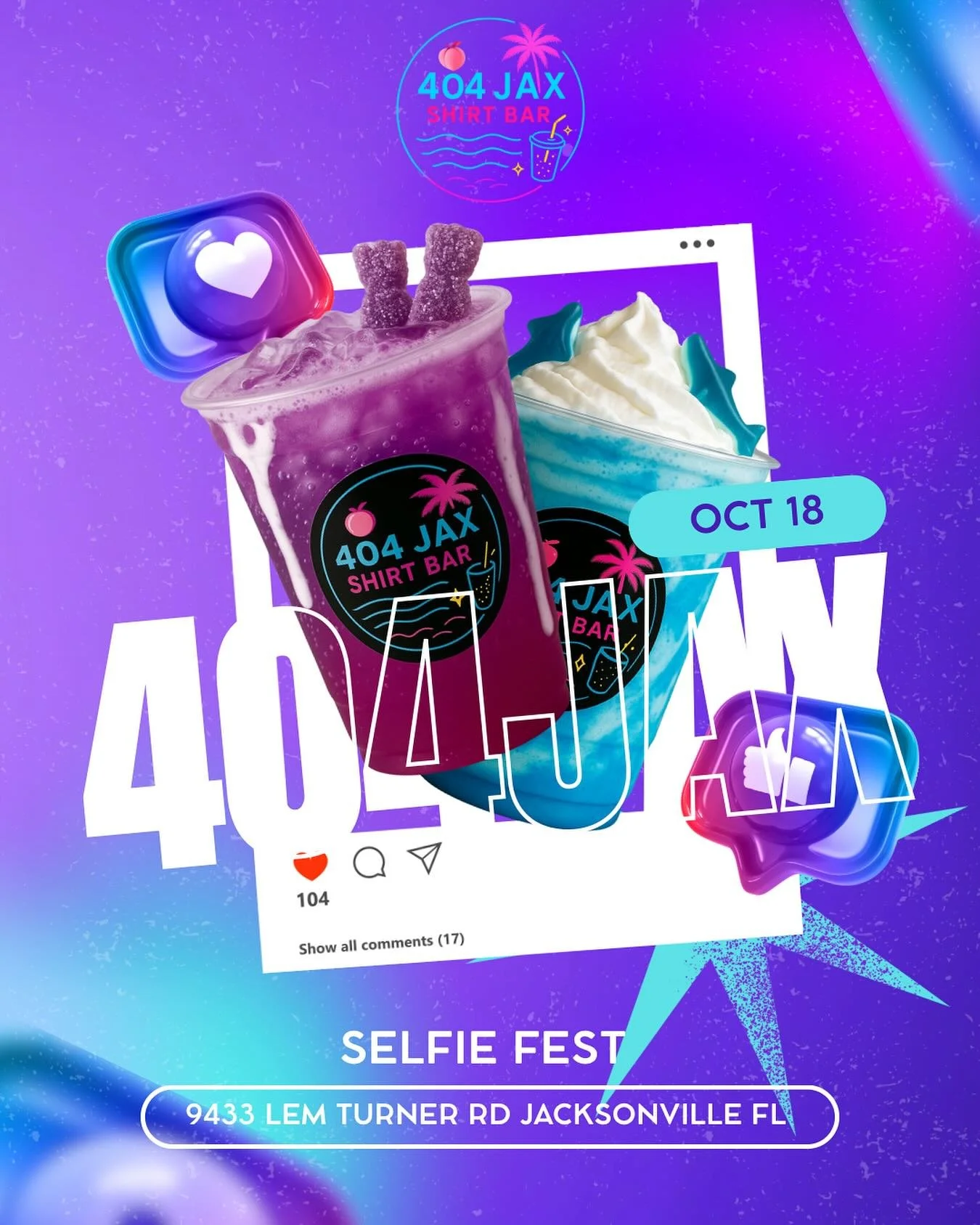 Catch us this weekend @theselfieshowroom we will be there serving up dirty sodas and bold tee&rsquo;s. You really don&rsquo;t want to miss this one! See you Saturday! #dirtysodas #selfieshowroom #jax #northjax #popup #404jax #duvall