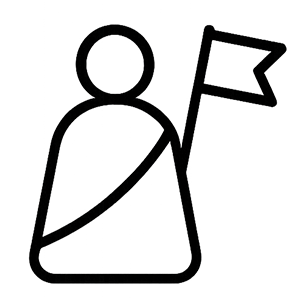 Line drawing of a person holding a flag