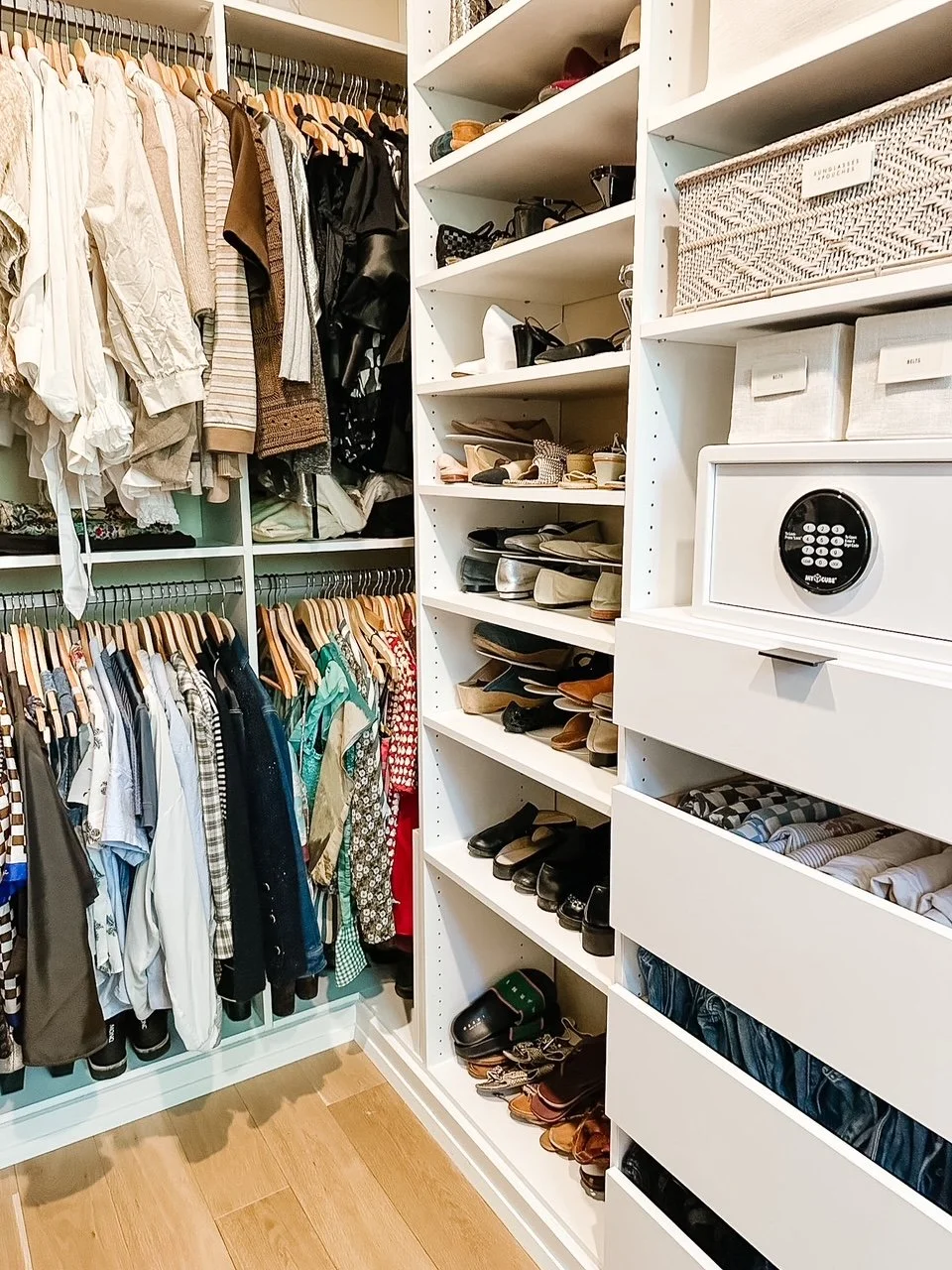 Woman's organized closet