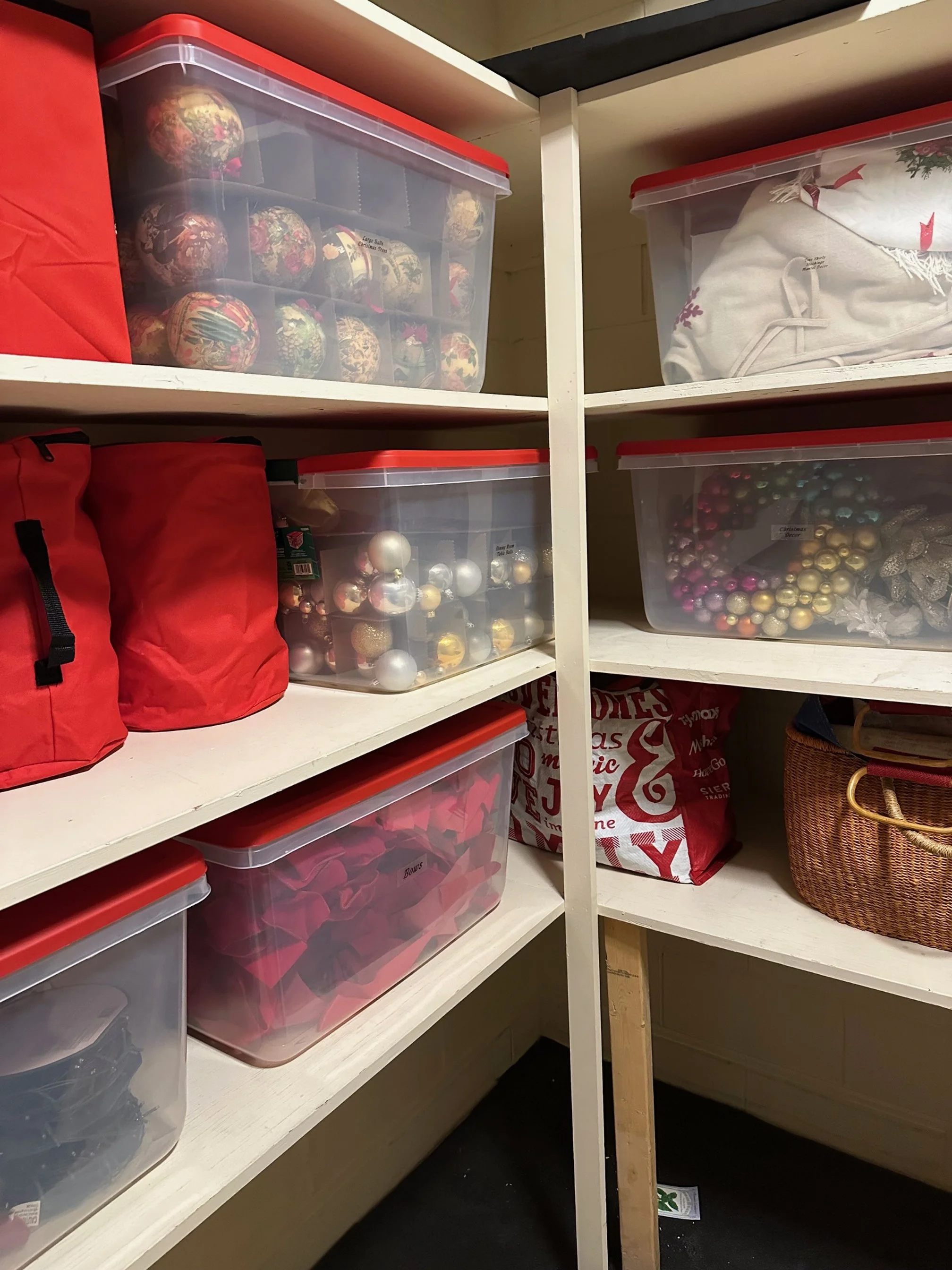 Holiday decor organization closet