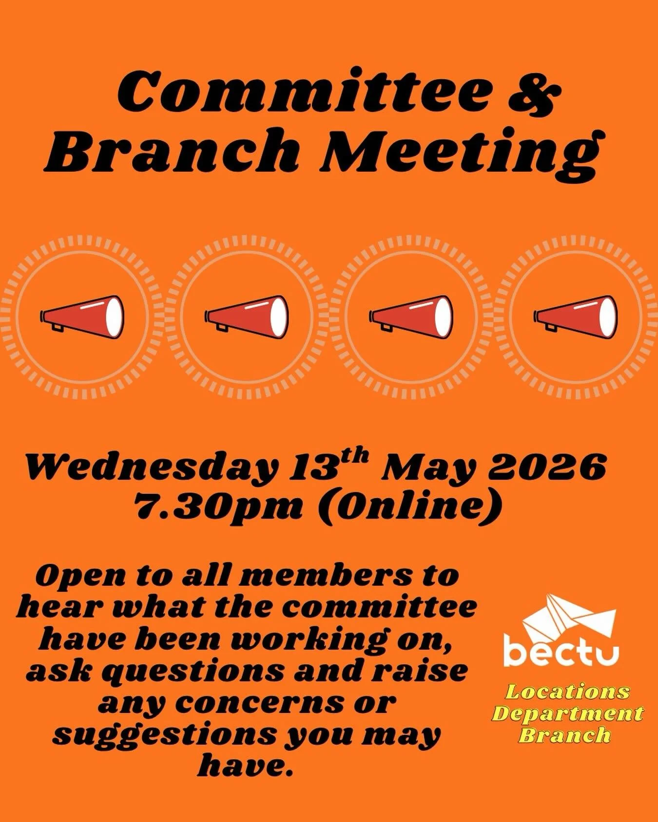 Feeling left out?&hellip; Not sure what is happening with Film &amp; TV industry currently? Have questions or suggestions on what the branch should be doing?&hellip;.Come and join us next week - open to all BECTU members! #bectu #bectuunion #location