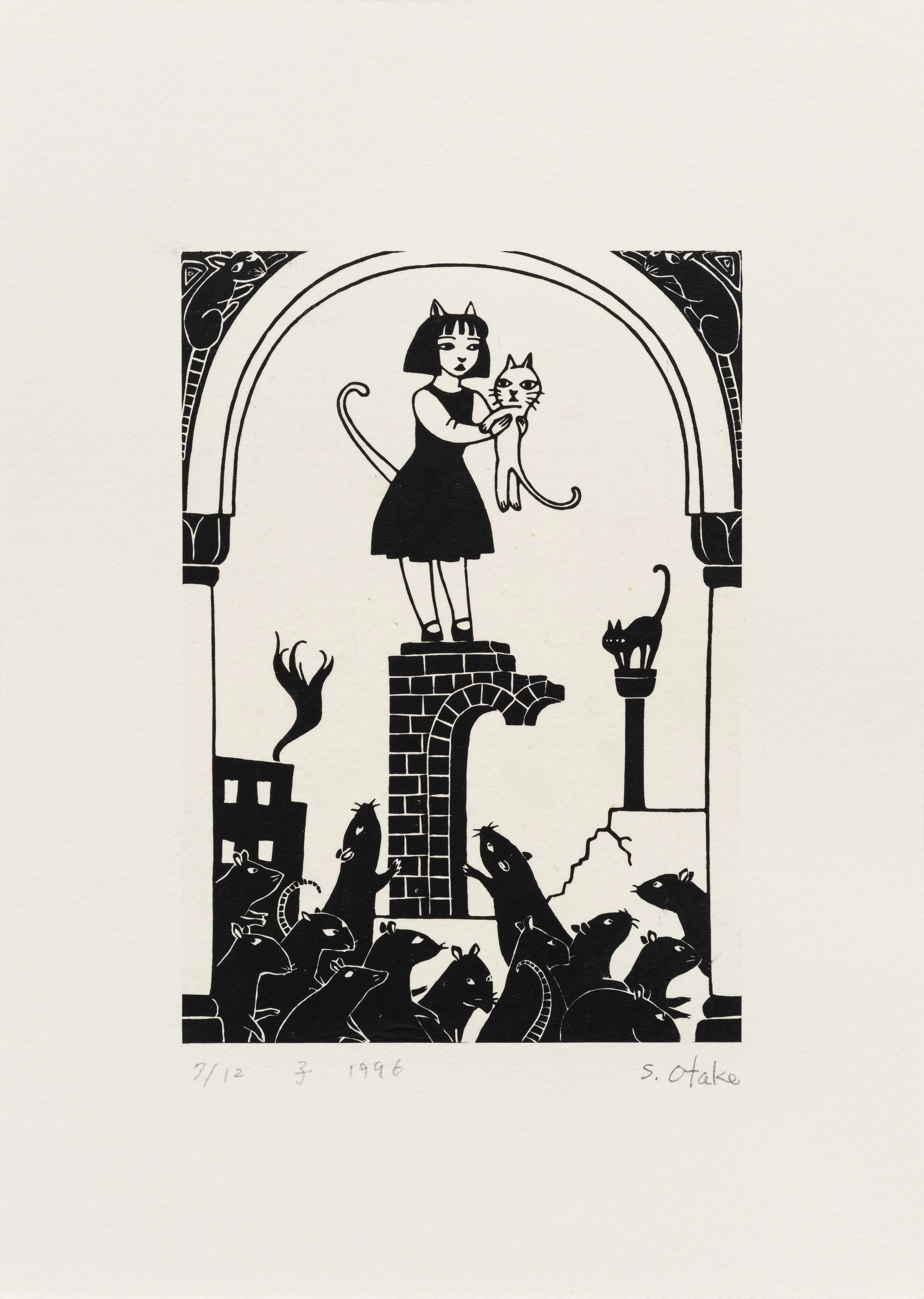 Rat
1996
Linocut on gampi paper, mounted on Hahnemühle paper
17.1 × 24 cm