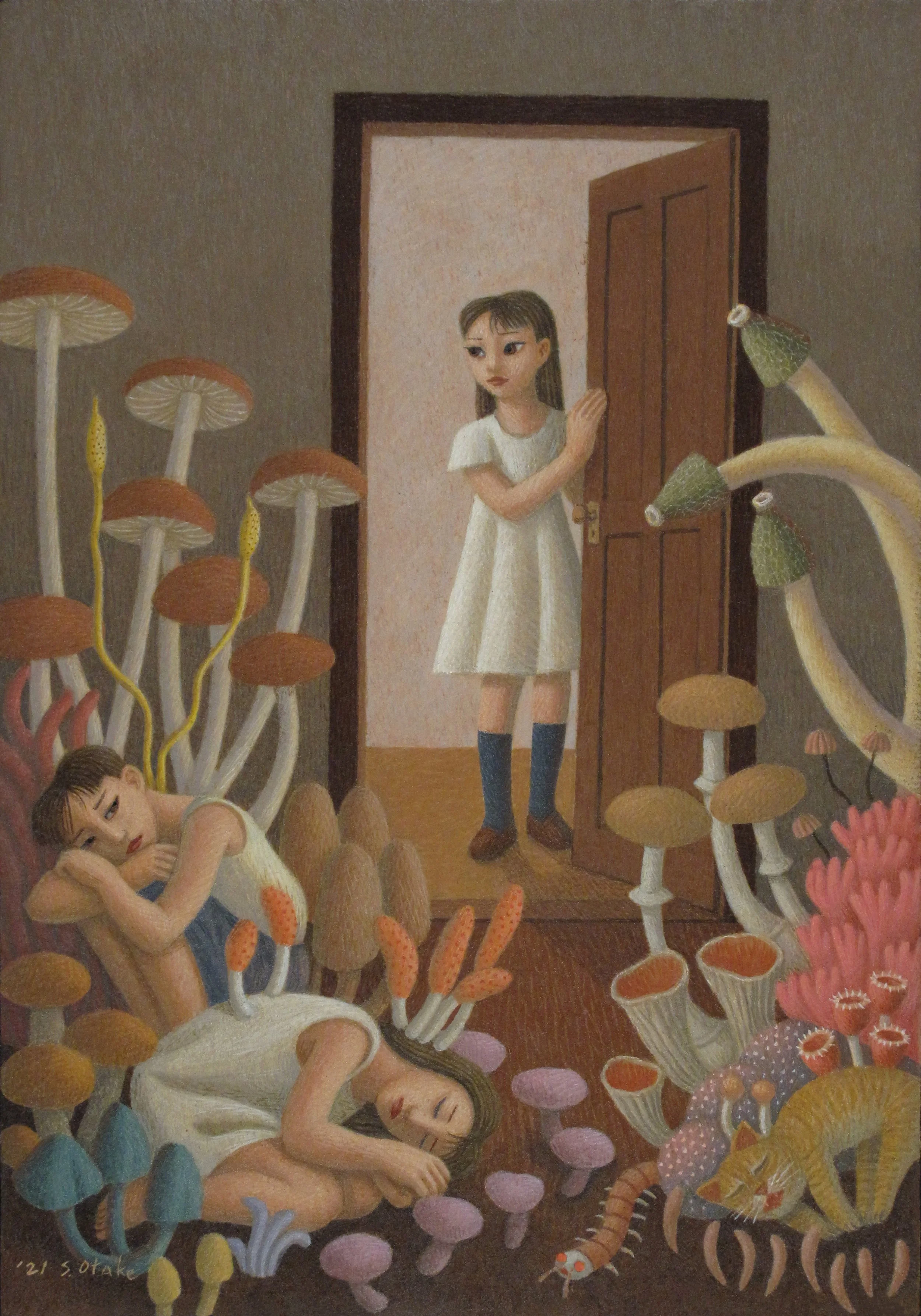 A Dim Cozy Room
2021
Tempera, oil on board
227 × 158 mm