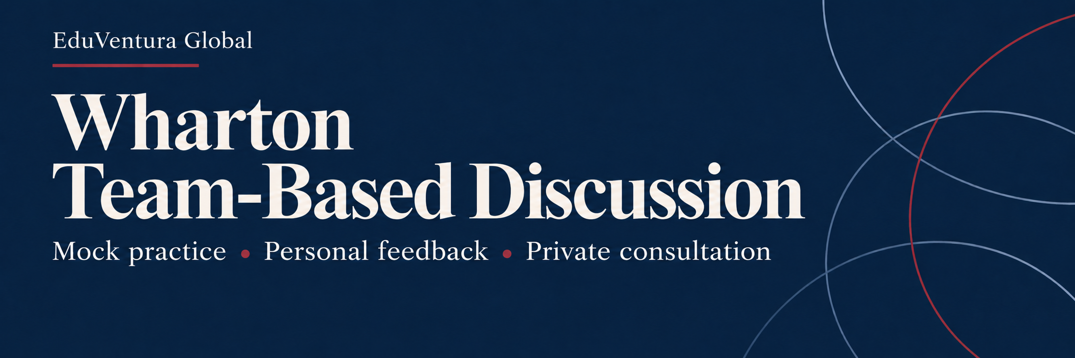 EduVentura Wharton Team-Based Discussion preparation: mock practice, personal feedback, and private consultation.