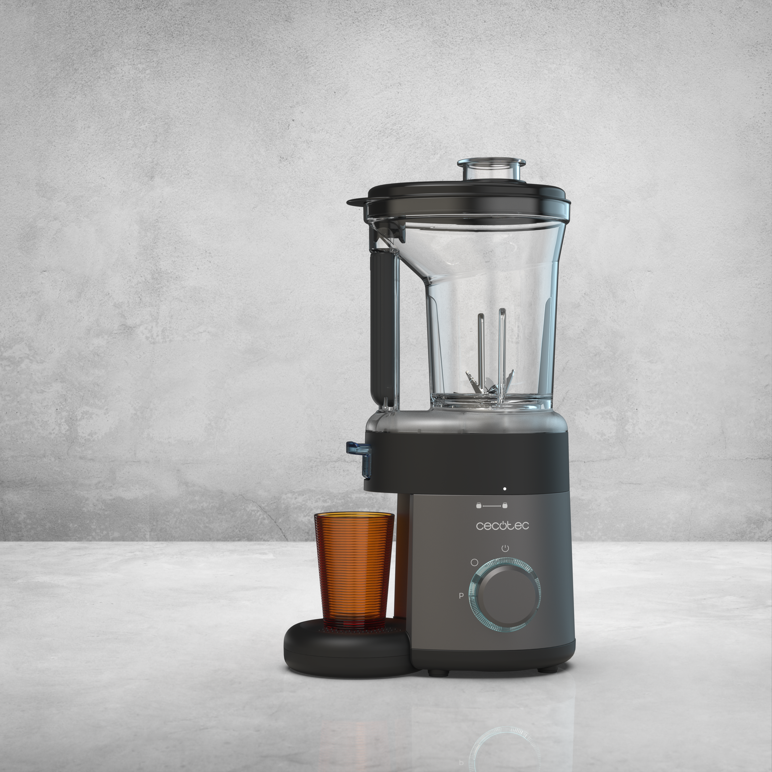 Electric spiralizer with a removable container for fruits and vegetables.