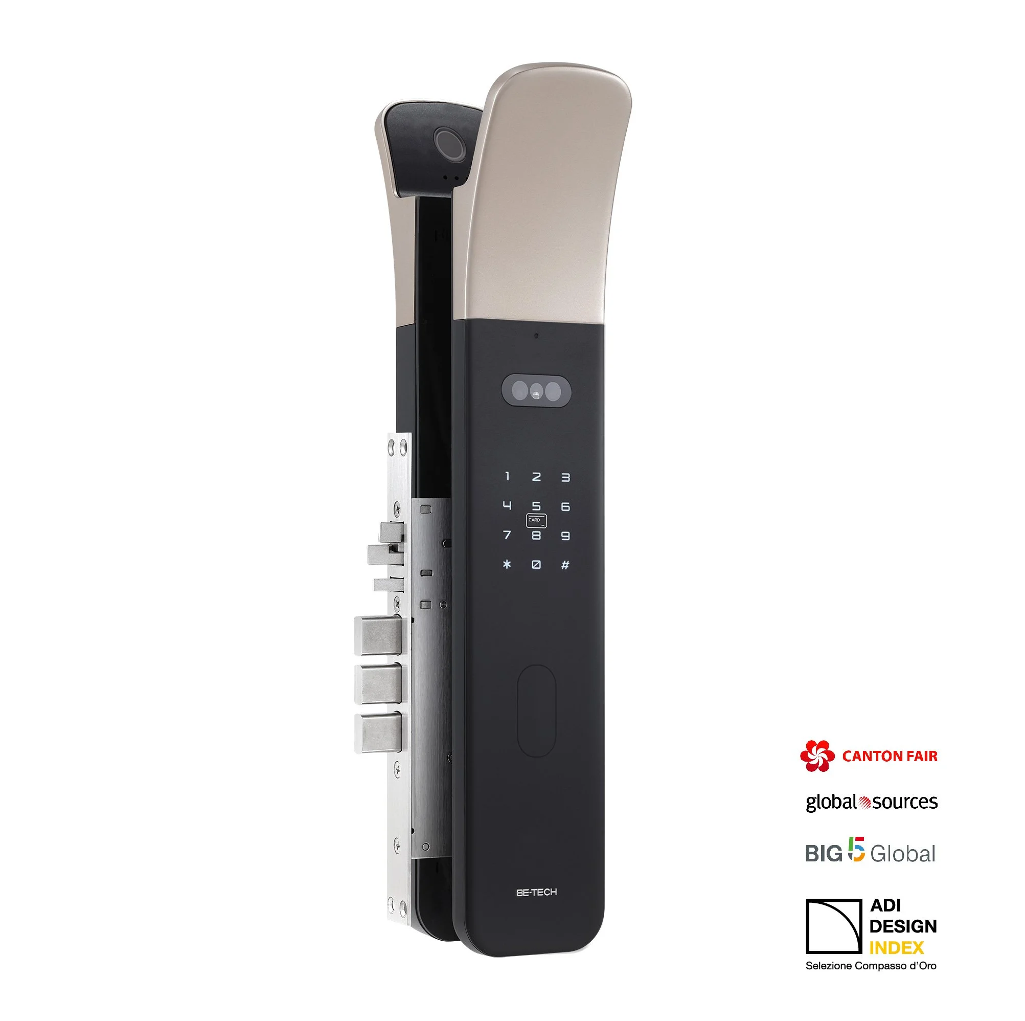 Smart door lock with digital keypad and handle